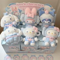 Sanrio Family Fox Island & Blue Flutter Series Vinyl Plush Blind Box Cute Cartoon Hello Kitty Kuromi Pendants Girl Bag Toy Gifts