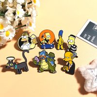 NEW 7pcs cartoon anime The Simpsons brooch cute and funny anime metal brooch badge clothing packaging decoration gift friends