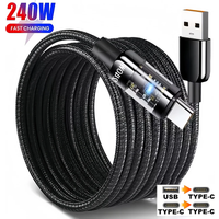 240W Cable Nylon Super Fast Charging USB TypeC Cable LED Digital Display USBC Charger Data Cord For Xiaomi Iphone Samsung Huawei