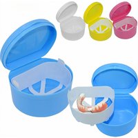 Dental Teeth Storage Organizer Denture Cleaning Box with Strainer Hygiene Brush Holder Orthodontic Braces Case Dentist Supplies