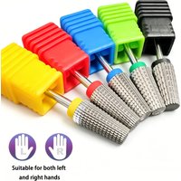 1/5 Pcs 3-in-1 Tungsten Steel Nail Drill Bits, 3/32 Inch Shank, Universal for Professional & Home Nail Care