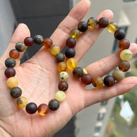 10mm Genuine Amber Bracelets Necklace Round Beads Original Baltic Multicolor Precious Stone Diy Natural Jewelry Gift Wholesale