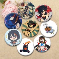 KILL La KILL Round Badge Cute Anime Girl Lapel Pins Matoi Ryuuko,mankanshoku Mako Cartoon Brooch for Backpack Clothes Accessorie