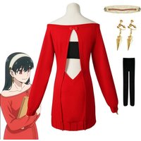 Anime FAMILY Cosplay Yor Forger Yor Briar Cosplay Costume Women Sexy Red Sweater Mini Dress Thorn Princess Costumes