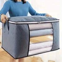 Extra-large capacity storage bag portable clothing and quilt organizer with a window made of durable non-woven fabric forstorag