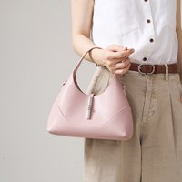 Genuine Cowhide Leather Hobo Underarm Shoulder Bag Luxury Designer Pebbled Leather Twist Lock Mini Handbag 3 Colors