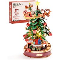 Robotime Music Box Christmas Melody Tree 3D Wooden Puzzles Wooden Model Kits for Adults to Build Best Gifts for Adults and Kids