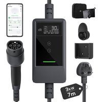 dé 3kW Electric Car Charger with APP Type 2 to 3 Pin Plug 13A IP66 Control Box 7m EV Charging Cable for Electric Vehicles