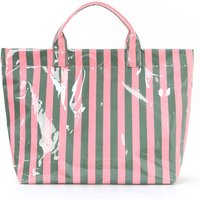 Durable Polyester Travel Handbag Large Capacity Striped Design Duffle Bag Foldable Travel Storage Women&Men