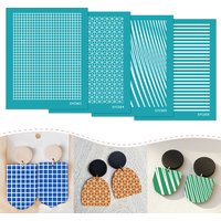 Reusable Silkscreen Stencil Grid Line Cube Geometry Silk Stencil Mesh for Transfer Printing Earring Jewelry Making DIY Craft