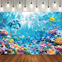 VIKAMA Underwater World Ocean Theme Background Cloth Children's Room Aquarium Decoration Photography Background Wall