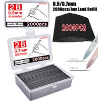 2000Pcs/Box Automatic Pencil Replaceable Lead Refill, 0.5/0.7mm 2B Mechanical Pencil Leads School Sketching Writing Accessories