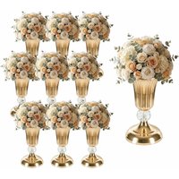 Gold Vase Metal Trumpet Vases Wedding Party Props Centerpieces Flower Stand Candle Holder Welcome Area Road Guide Desktop Decor