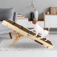 Adjustable Dog Ramp Wooden Portable Folding Lightweight Non Slip Adjustable Height Dog Step Pet Ramp for Indoor Couch Bed