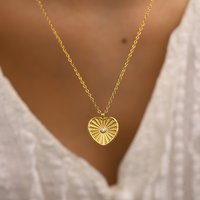 WILD & FREE Stainless Steel Heart Pendant Necklace for Women Chic Exquisite Simple Trendy 18K Gold Plated Waterproof Jewelry