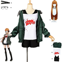 Anime Game Futaba Sakura Cosplay Costume P5 NAVI Green Coat Uniform Glasses Wig Woman Sexy Carnival Halloween Suit