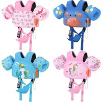 Toddler Swim Vest for Kids Swim Arm Floaties 15-70 lbs Cartoon Swimming Water Wings with Crotch Strap Pool Float Vests for Child
