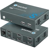 PWAY USB KVM Switch HDMI Splitter Keyboard&Mouse 4K@30Hz 2 In 2 Out With 2PC USB Port Hub For PC/Macbook/Laptop support hotkey