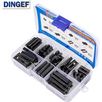 66PCS/lot with Box DIP IC Sockets Adaptor Solder Type Socket Kit 6 14 8 16 18 20 24 28 Pin DIP-6 DIP-8 DIP-14 IC Connector