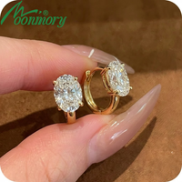 Moonmory Simple Fashion Marquise Cut Brass Huggies Hoop Earring For Women 18K Gold Plated Oval Pear Earrring Mother's Day gift