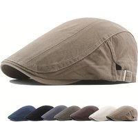 Men's Classic Cotton Newsboy Hat, Vintage Cabbie Cap, Men's Sun Protection Beret Hat