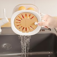 2-in-1 Double Layer Drain Basket, Fruit Drainer Container with Foldable Handle, Multi-Functional Food Strainer Organizer Boxes