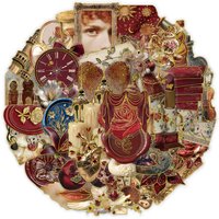 50PCS Retro European Court Style Red Gold Version Stickers DIY Phone Case Laptop Water Cup Computer Toy Stickers