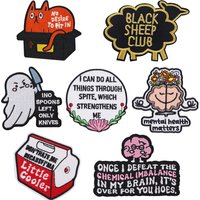 Black Sheep Club Embroidery Patch Funny Quotes Iron On Patches For Clothing Thermoadhesive Patches On Clothes DIY Sew Badges