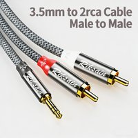 RIKSOIN 3.5mm to 2RCA Cable, 3.5mm AUX to 2 RCA Audio Cable HiFi Sound Headphone Jack Metal Shell RCA Y Splitter Auxiliary Cable