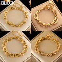 EILIECK 316L Stainless Steel Chain Bracelet Women Metal Golden 18 K Plated Charm Jewelry Waterproof Accessories Bijoux Femme