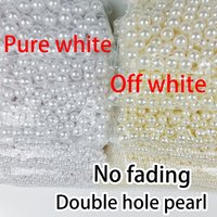 3-20mm Double trou blanc pur blanc cassé Imitation perle perle en vrac bricolage perlé décoration boucles d'oreilles sac perle perles