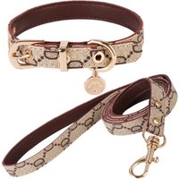 Fashion Brand Monogram Pet Collar Set Teddy Shih Tzu Dog Leash and Lead Cat Accessories Wholesale