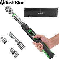 TaskStar 3/8-Zoll-Digital-Drehmomentschlüssel mit 1/4- und 1/2-Zoll-Adapter, bidirektionalem Ratschenkopf, einer Genauigkeit von ±2 %, elektronischer Drehmomentschlüssel für die Fahrrad- und