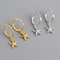 VENTFILLE 925 Sterling Silver Starfish Hoop Earring for Women New Personality Trendy Starfish Earrings