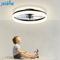 Lampa Sufitowa z Wentylatorem Jelena, Nowoczesny Design Pierścieniowy, Cichy Wentylator Sufitowy LED z Pilotem, Silnik z Możliwością Zmiany Kierunku Obrotów, do Sypialni, Gabinetu, Jadalni, Dekoracja