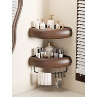 Black Matte Aluminium& ABS Corner Shelf with Hooks, Bathroom Storage Rack for Shampoo Soap, Anti - rust Space Saver Organizer
