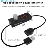 24h Automatic Shutdown Timer Digital Countdown Timer USB Switch Cable Wire Portable Adjustable Timer Switch 【AliS8】
