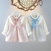 Toddler Baby Girl Dress 2022 Autumn New Sweet Style Long Sleeve Princess Dress Plaid A-line Skirt Kid Clothes Baby Vestido 0-3Y