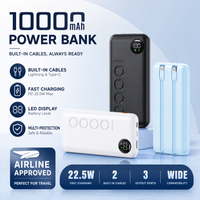 CCC Certified 20000mAh Power Bank Built-in Cable Ultra Slim Fast Charging Portable Pocket External Battery