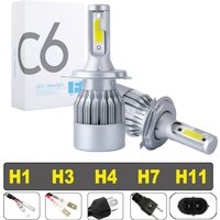 2Pcs C6 LED Headlight Bulbs H4/H7/H11/H1/H3 COB Car LED Head/Fog Light Bulb 36W 12V Auto High/Low Beam Headlamps Car Headlights