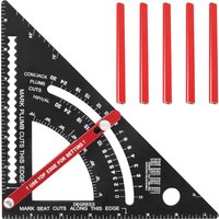 7'' Woodworking Triangle Ruler Aluminum Alloy Rafter Square Adjustable Triangle Ruler with Pencil for Measuring Woodworking Tool