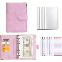 Sleek A6 PU Leather Marble Texture Binder with Zipper – Trendy Multi-Pocket Storage Bag to Keep Your Bills and Receipts Neat!
