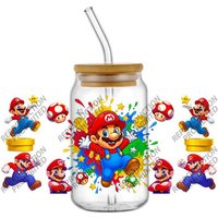 Popular game cartoon Character Pattern UV DTF Wraps Transfer Sticker For 16oz Libbey Glass Cup DIY Waterproof 3D Stickers