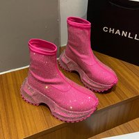 7cm High Heel Platform Boots for Women Fashion Designer Crystal High Heels Ankle Boots for Women Elegant Women Boots Mujer Botas