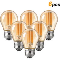 G45 4W Globe Light Bulbs Amber Glass LED Filament E27 Screw Base 220V 2700K 40W Equivalent Retro Decorative Dimmable Edison Bulb