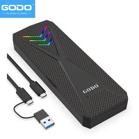 GODO Portable RGB M.2 NVMe/SATA PCIe SSD External Enclosure Portable USB C to M.2 Nvme Sata Adapter Tool M-Key&(B+M) Key