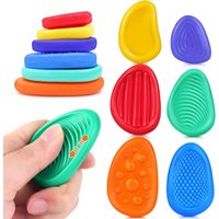 Fidget Toys Adults Sensory Silicone Stone 6 Pack Textured for Autism Kids Calming Down Fidget Stress Relief Toys Kids Gifts