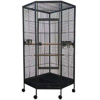 Contemporary Luxury Large Wrought Iron Bird Cage Metal Steel Corner Parrot Canary Aviary Pet House Indoor Outdoor Use