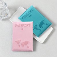 New PU Leather Passport Cover for Men Women Organizer - Protective Card Holder ID Document Covers World Map Travel Passport Case