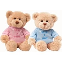 Message Bear with Blue T-Shirt, Teddy Bear Stuffed Animal for Ages 1 and Up, Brown, 12”